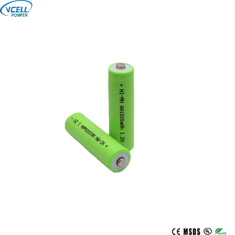 แบตเตอรี่แบบชาร์จไฟขนาด AA NIMH ขนาด 1.2V 1000mAh